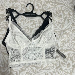 Kendall $ Kylie lace bralettes set of 2 black and white.
